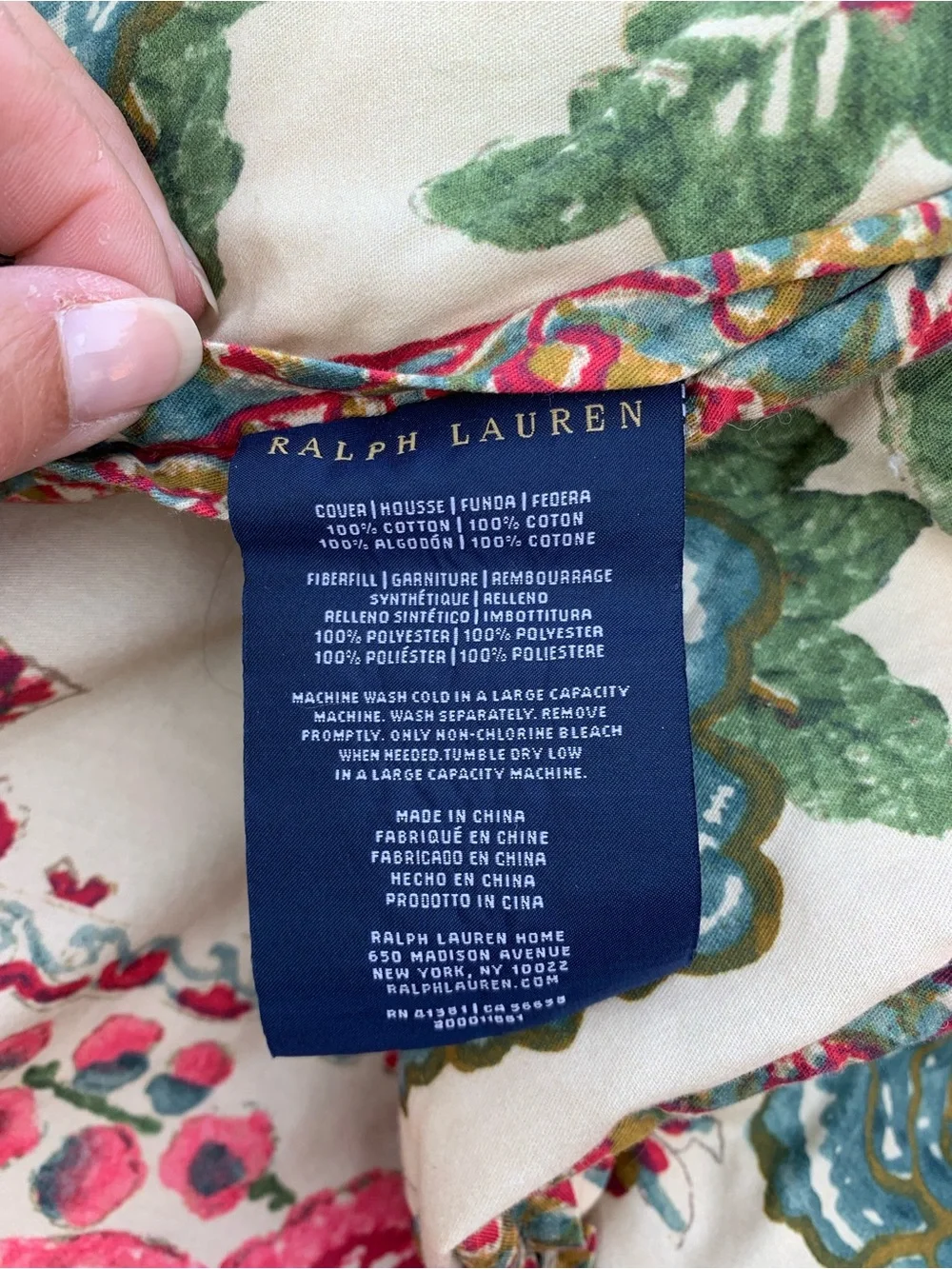Ralph Lauren Cream Fabric with Pink and Green Floral Print Comforter